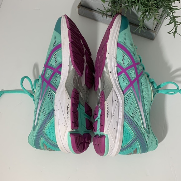 Asics GT 1000-5 WOMEN'S RUNNING SHOES GREEN/PURPLE - Picture 2 of 3